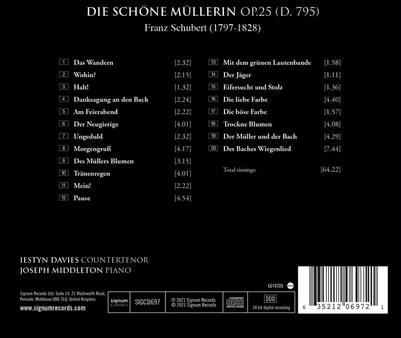Schubert: Die schöne Müllerin / Davies, Middleton