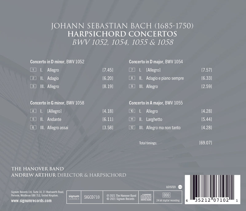 Bach: Harpsichord Concertos / Arthur, The Hanover Band