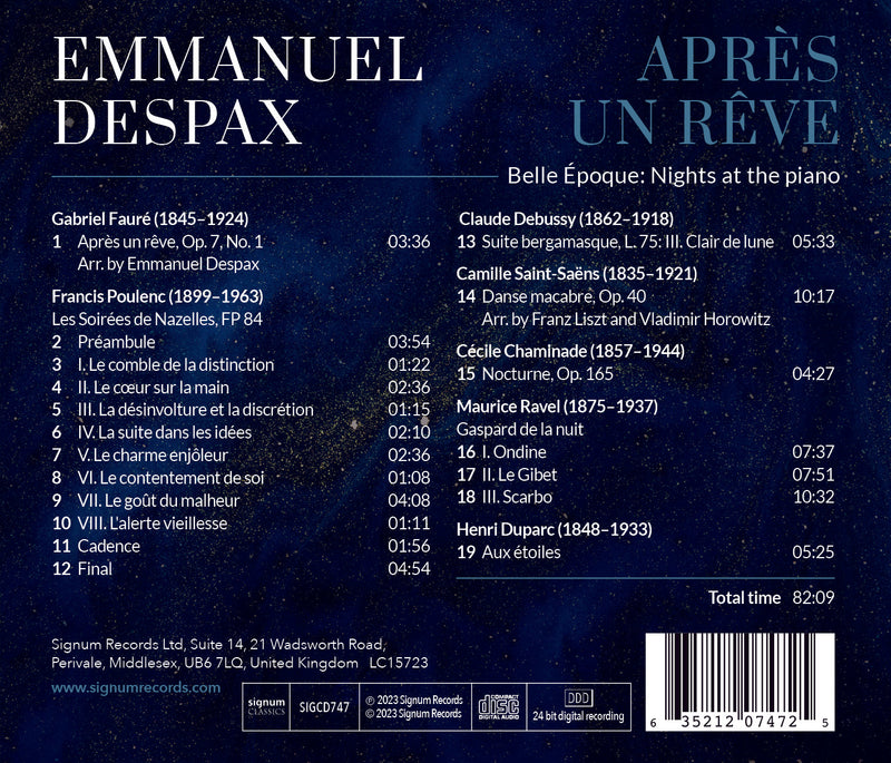 Après un rêve - Belle epoque: Nights at the Piano / Emmanuel Despax