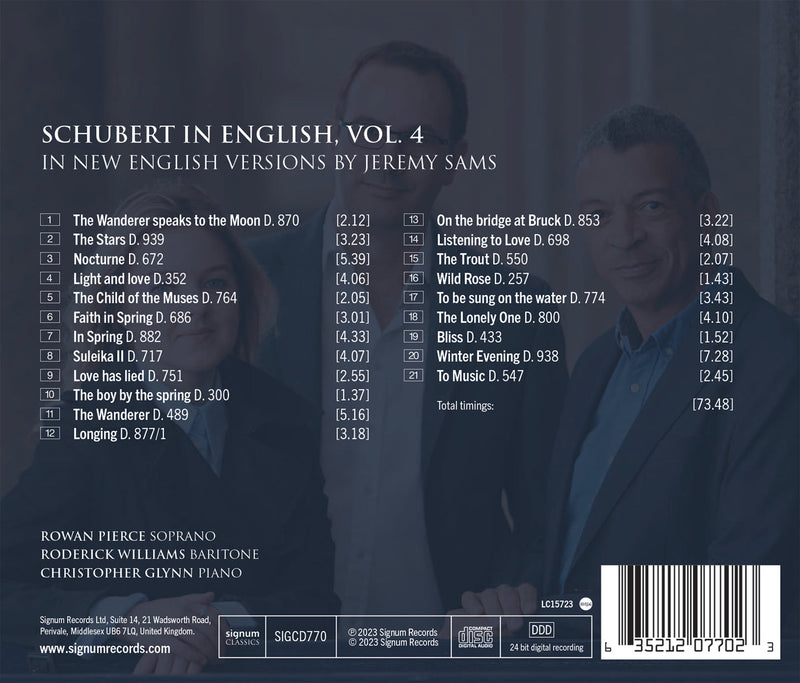 Schubert in English, Vol. 4 / Williams, Pierce, Glynn