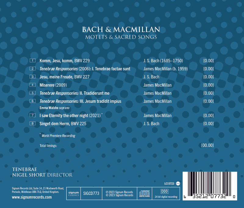 Bach & MacMillan: Motets & Sacred Songs / Short, Tenebrae