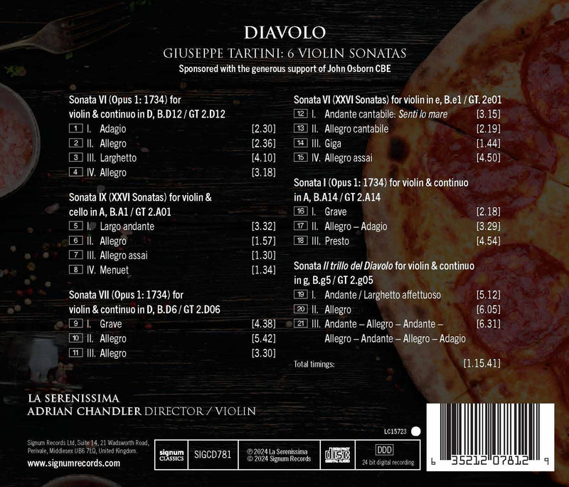 Tartini: "Diavolo" - 6 Violin Sonatas / Chandler, La Serenissima
