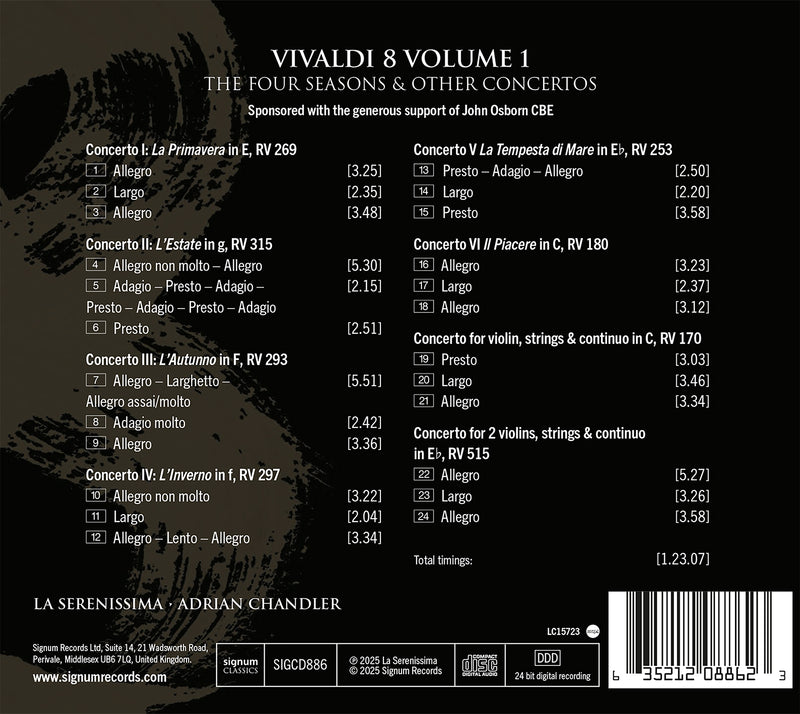 Vivaldi: The Four Seasons & other concertos, Vol. 1 / Chandler, La Serenissima