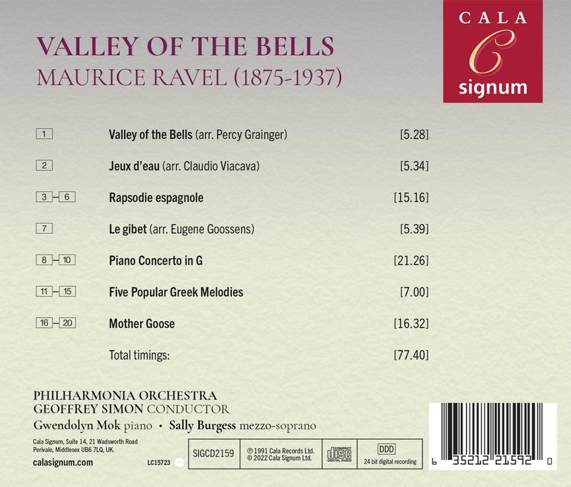 Ravel: Valley Of The Bells and more works for orchestra / Simon, Philharmonia Orchestra