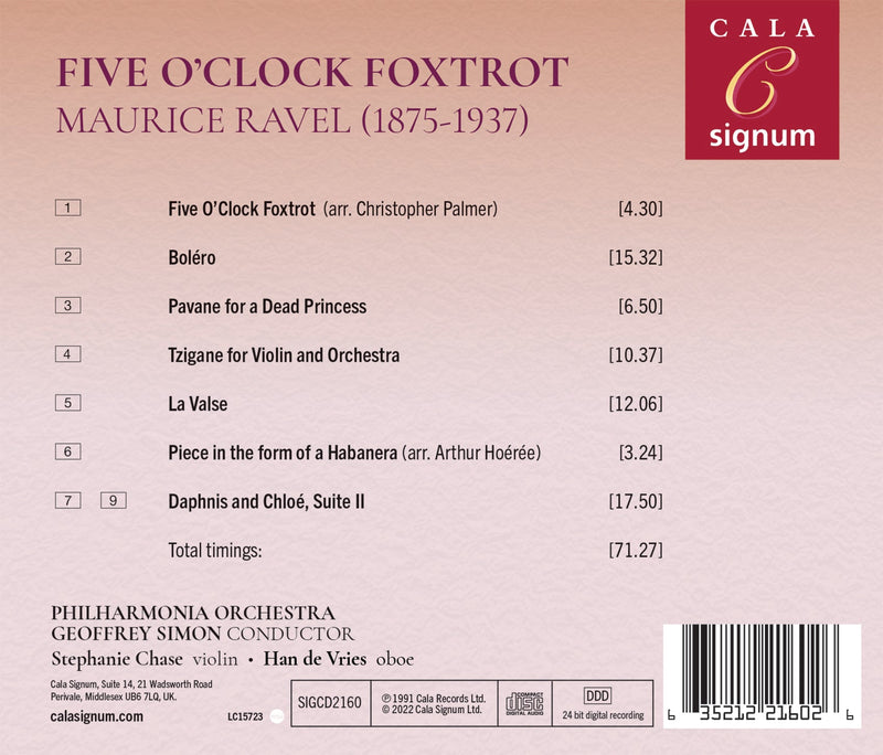 Ravel - Five O'Clock Foxtrot and more works for orchestra / Simon, Philharmonia Orchestra