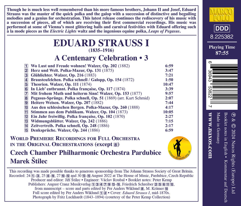E. Strauss I: A Centenary Celebration, Vol. 3 / Czech Chamber Orchestra Pardubice