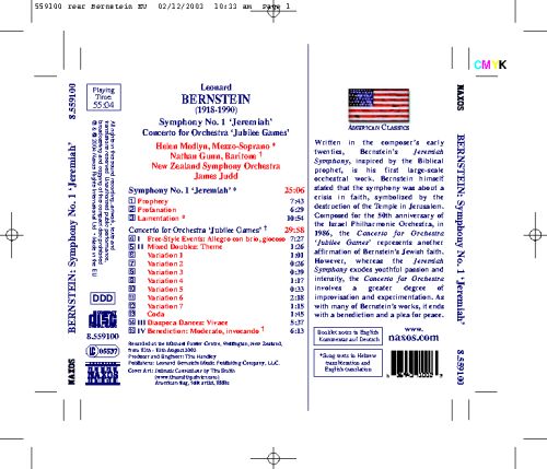 Symphony No. 1, "Jeremiah" /
Concerto for Orchestra, "Jubilee Games"