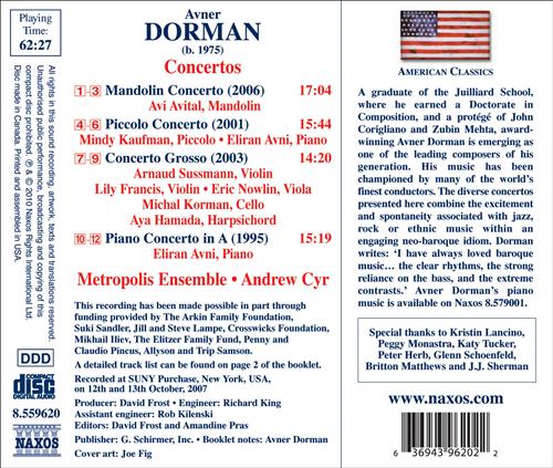 Dorman: Concertos for Mandolin, Piccolo, Piano & Concerto Grosso