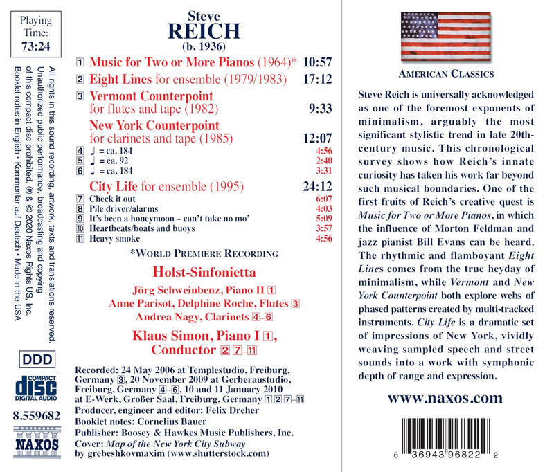 Reich: Eight Lines & City Life / Simon, Holst Sinfonietta, Et Al