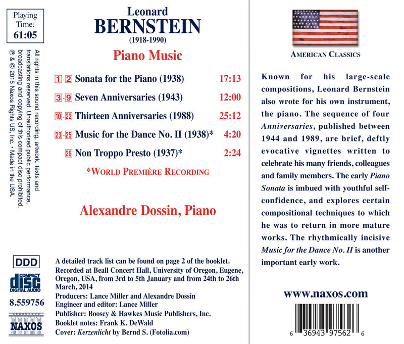 Piano Music – 13 Anniversaries / Piano Sonata /
7 Anniversaries / Music for the Dance No. 2 /
Non Troppo Presto