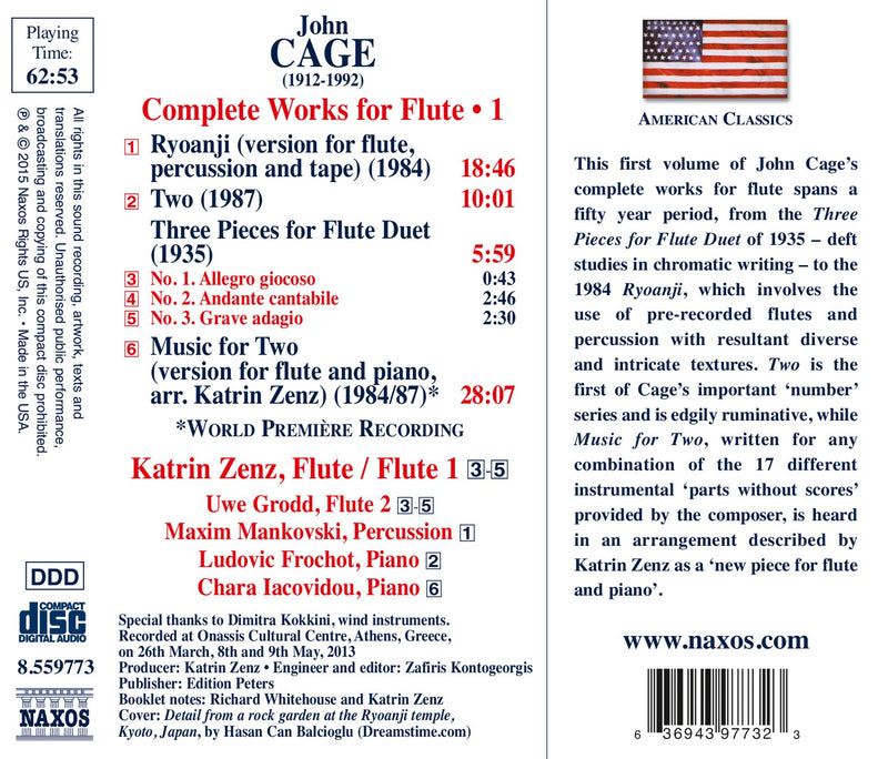 Works for Flute (Complete), Vol. 1 – Ryoanji / Two /
3 Pieces for 2 Flute Duet / Music for Two