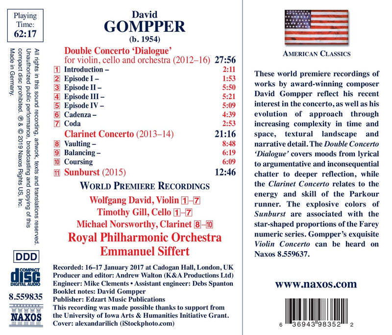 Gompper: Double Concerto "Dialogue," Clarinet Concerto & Sunburst / Siffert, Royal Philharmonic Orchestra