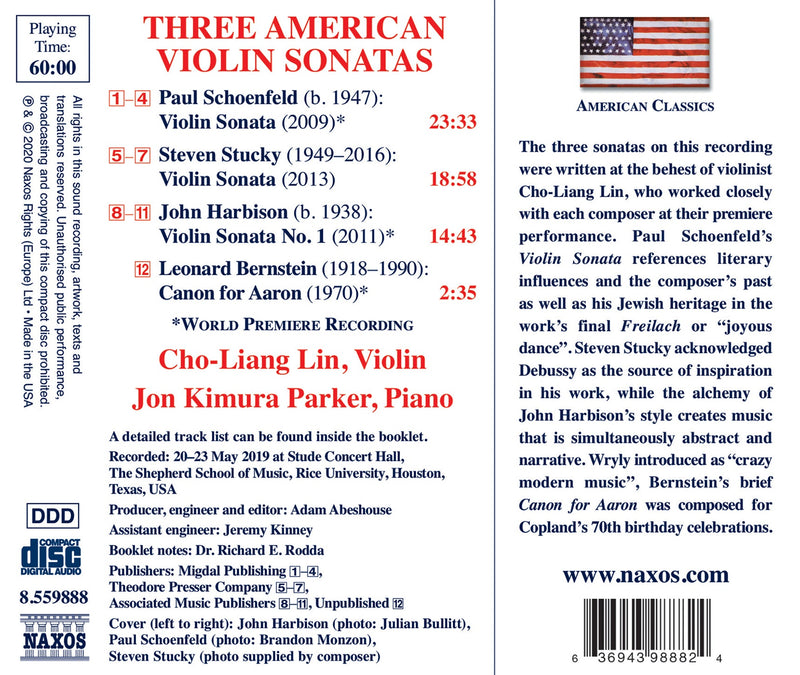 Three American Violin Sonatas / Cho-Liang Lin, Parker