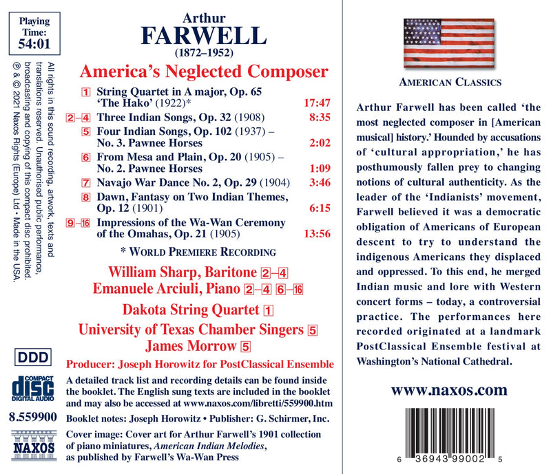 Farwell: Songs, Choral, and Piano Works; String Quartet