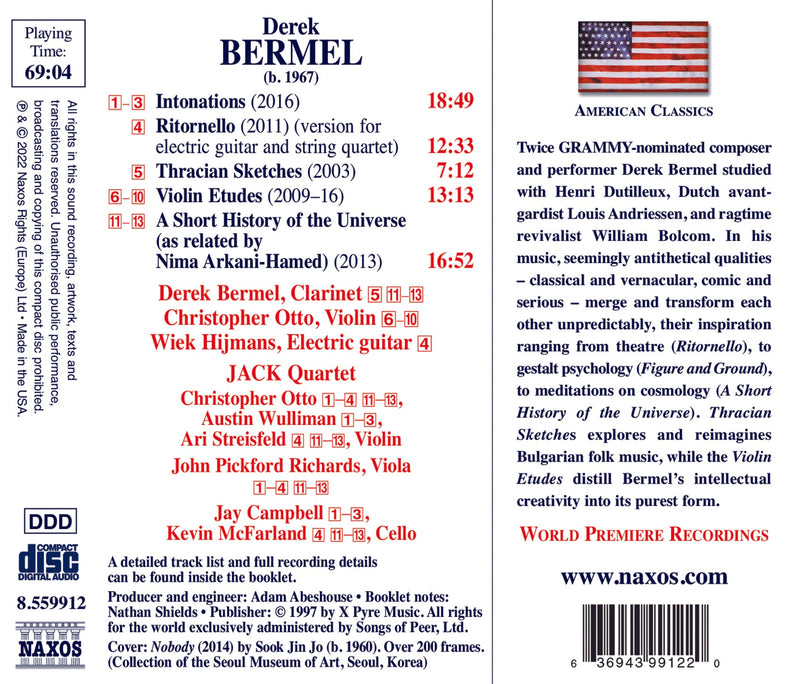 Bermel: Intonations - Music for Clarinet & Strings / Bermel, Otto, Wijmans, JACK Quartet