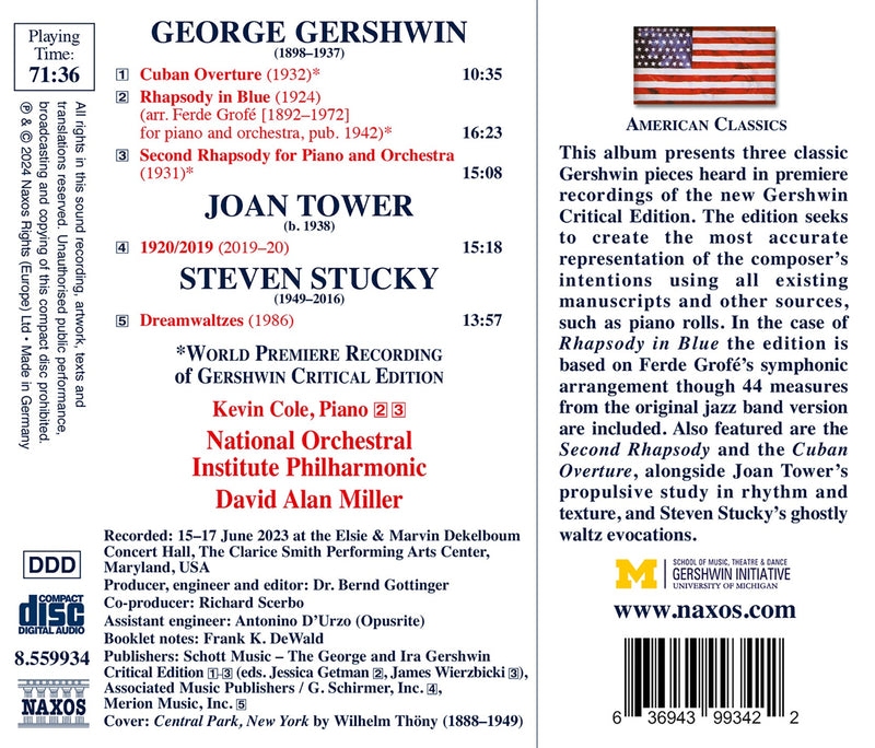 Gershwin: Rhapsodies & Cuban Overture; Tower & Stucky: Works / Cole, Miller, NOIP