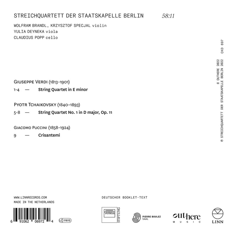 Verd, Tchaikovsky: String Quartets - Puccini: Crisantemi / Berlin Staatskapelle String Quartett