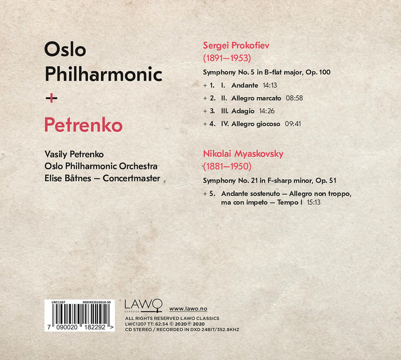 Prokofiev: Symphony No. 5 - Myaskovsky: Symphony No. 21 / Petrenko, Oslo Philharmonic