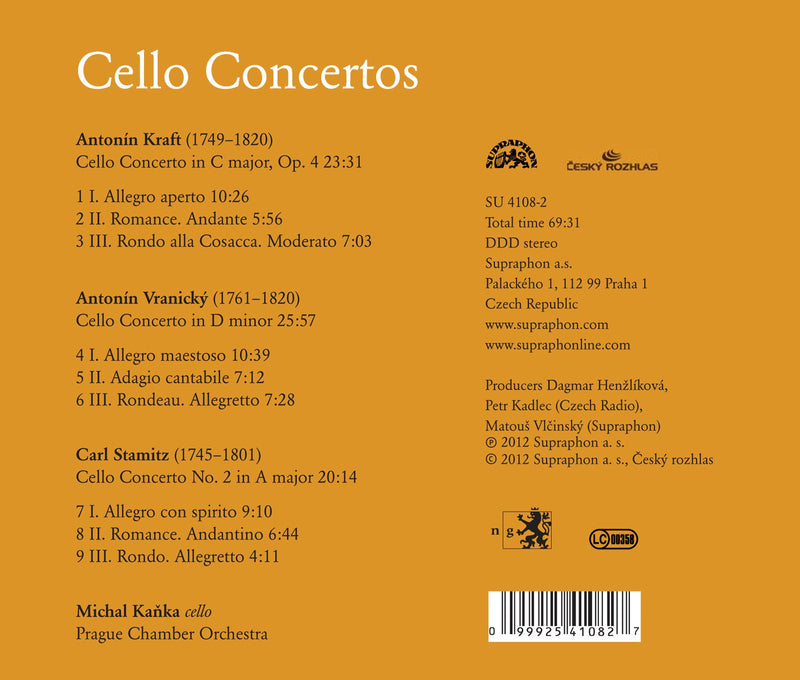 Antonin Kraft, Antonin Vranicky, Carl Stamitz: Cello Concertos