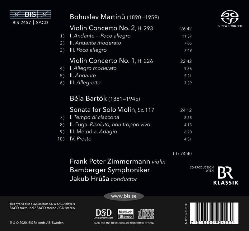 Martinů: Violin Concertos 1 & 2 / Zimmermann, Hruša, Bamberg Symphony