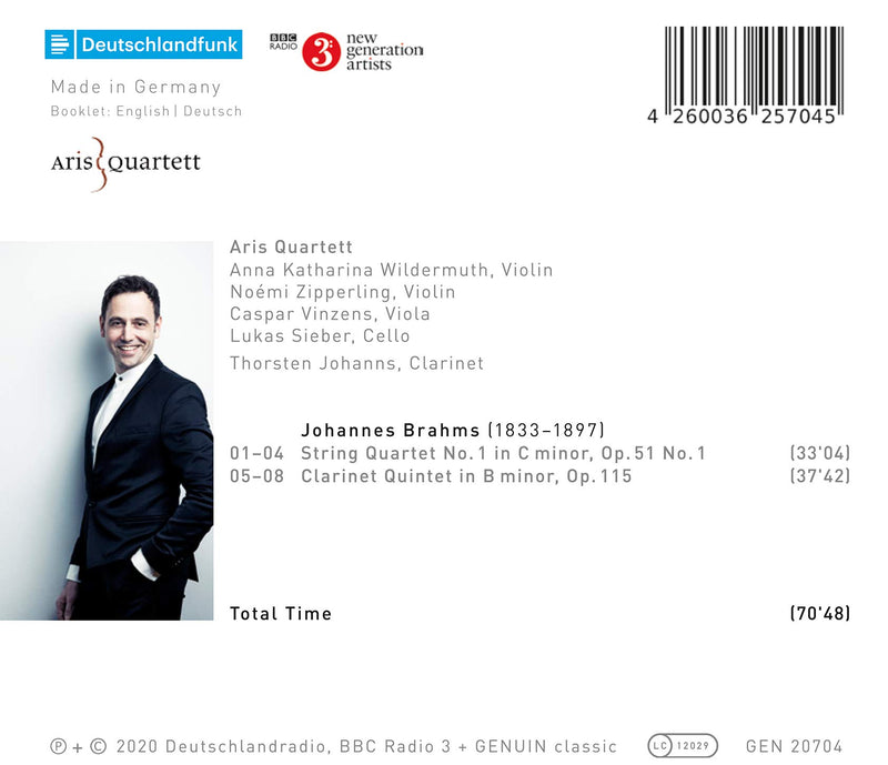 Brahms: String Quartet No. 1 In C Minor, Op. 51 No. 1, Clarinet Quintet In B Minor, Op. 115 / Thorston Johanns, Aris Quartett