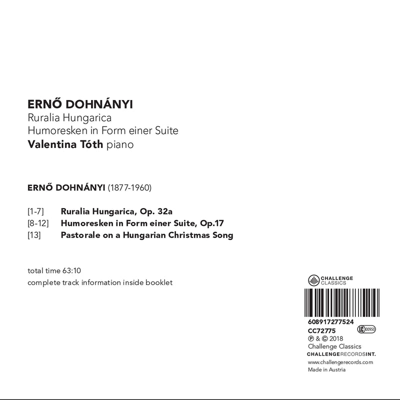 Dohnanyi: Ruralia Hungarica & Humoresken in Form einer Suite / Toth