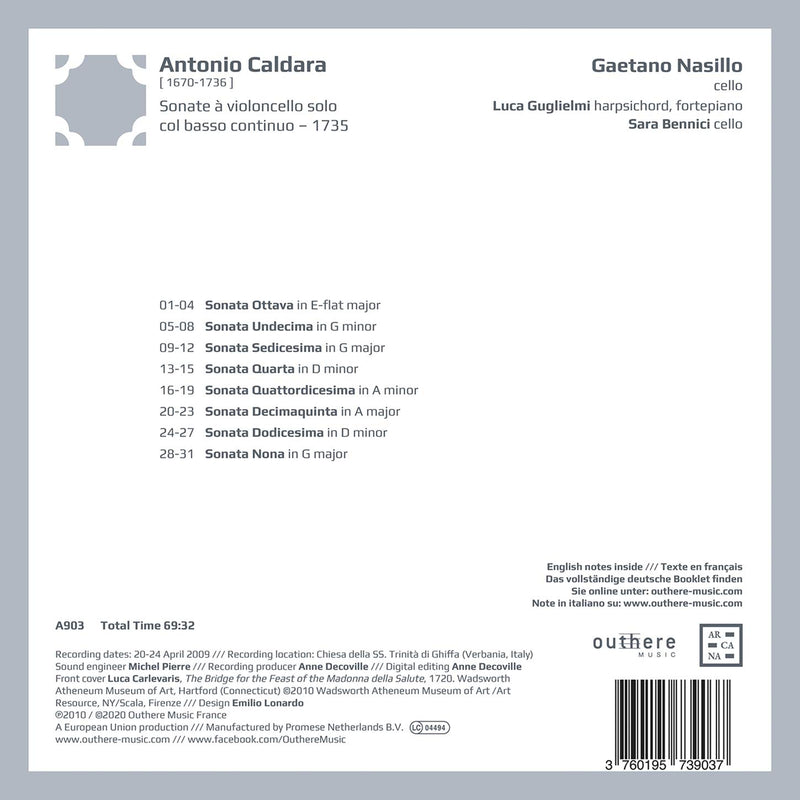 Caldara: Sonate A Violoncello Solo / Nasillo, Bennici, Guglielmi
