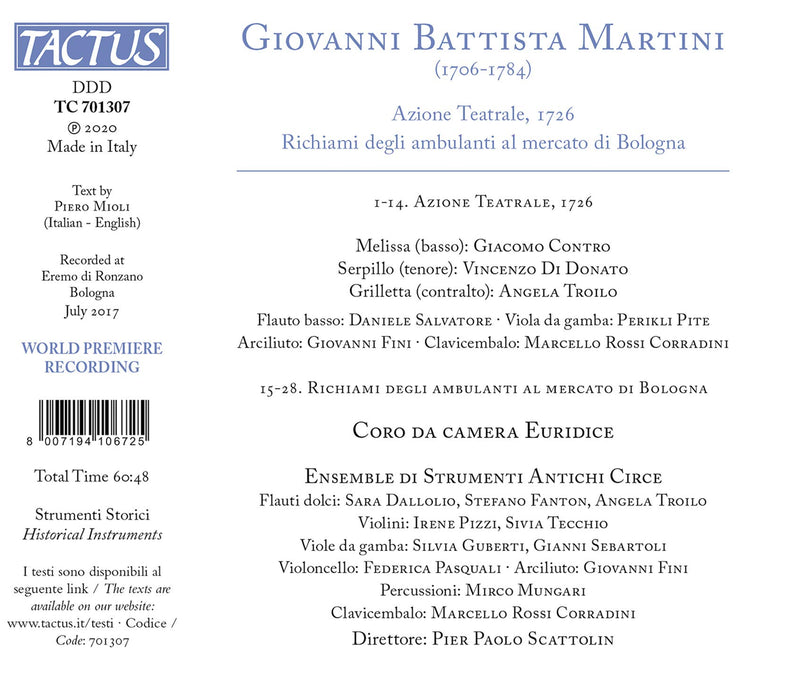 Martini: Azione Teatrale & Richiami degli ambulanti al mercato di Bologna / Scattolin, Circe