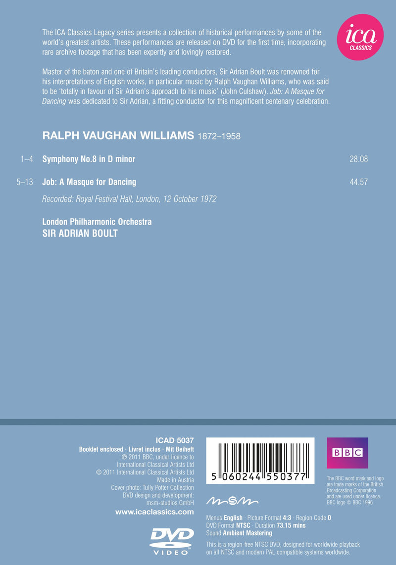 Vaughan Williams: Symphony No 8, Job / Boult