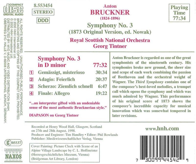 Bruckner: Symphony No 3 / Tintner, Royal Scottish No