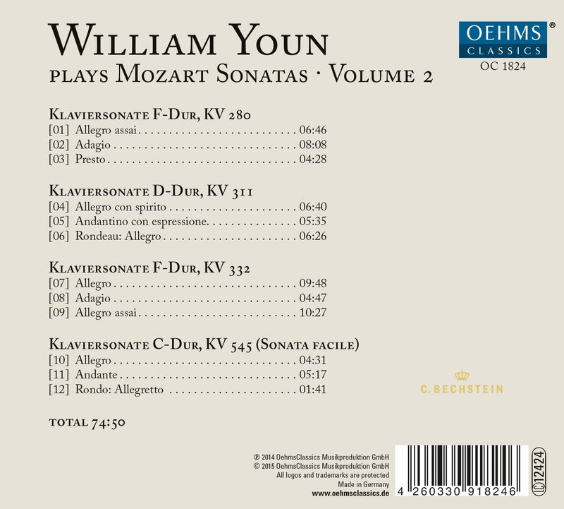 William Youn Plays Mozart Sonatas, Vol. 2