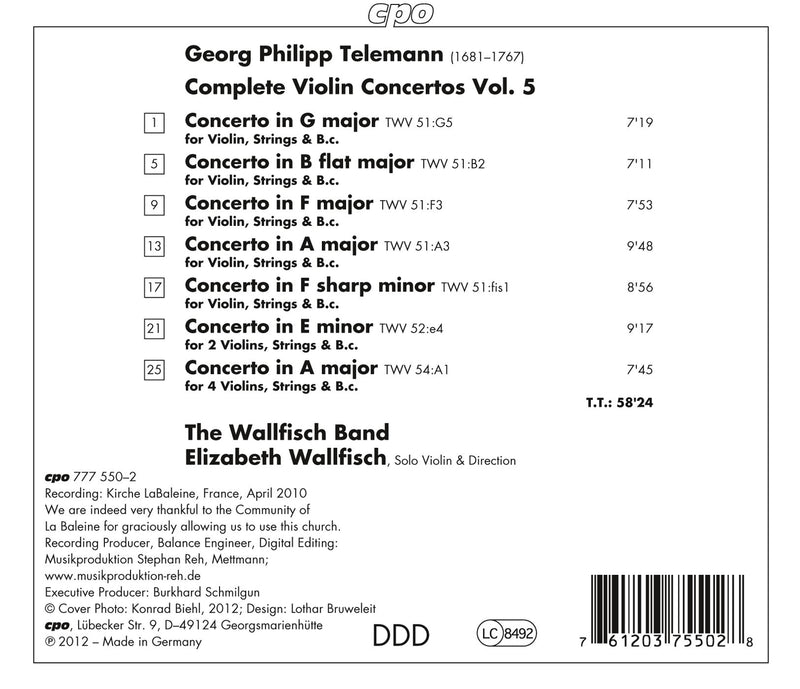 Telemann: Complete Violin Concertos, Vol. 5 / Wallfisch, The Wallfisch Band