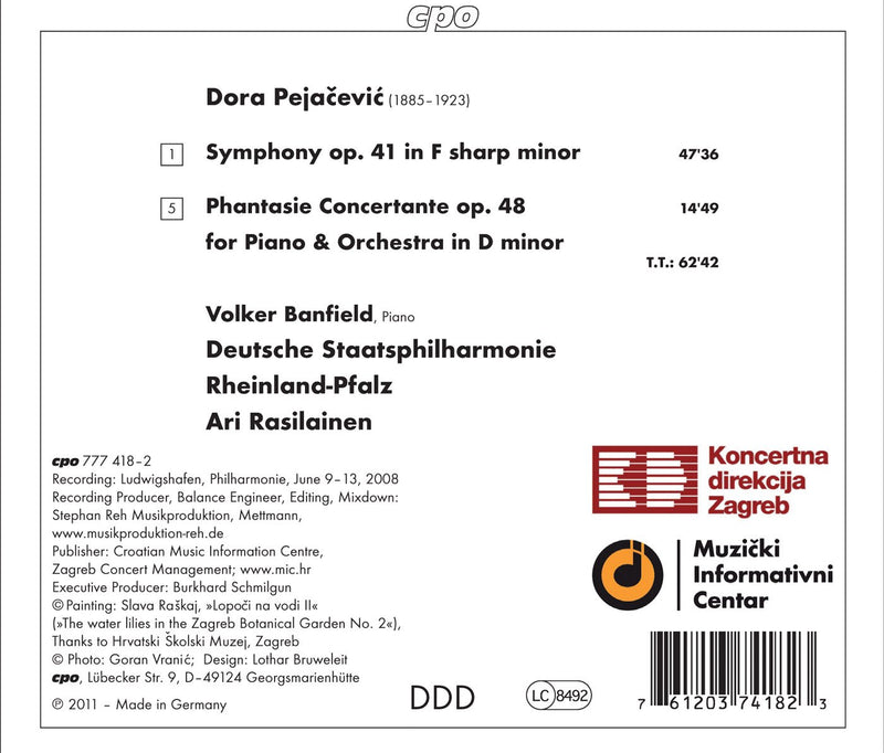 Pejacevic: Symphony, Op. 41; Phantasie Concertante / Rasilainen, Banfield, Rheinland-pfalz State Philharmonic
