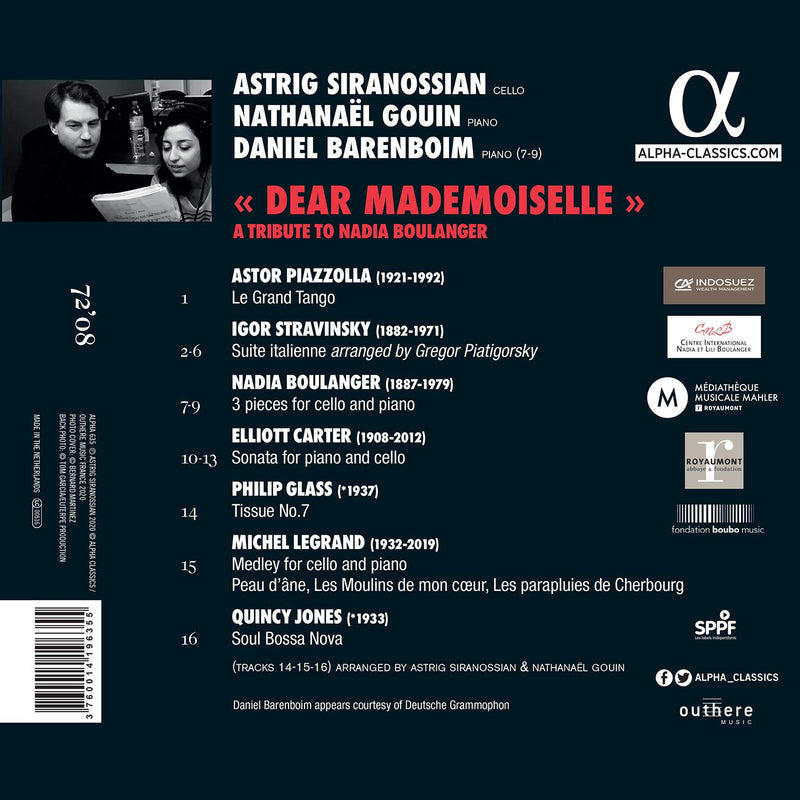 Dear Mademoiselle - A Tribute To Nadia Boulanger / Gouin, Siranossian, Barenboim