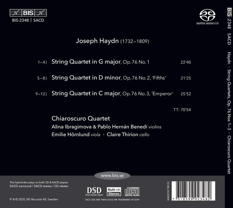 Haydn: String Quartets, Op. 76 Nos. 1-3 / Chiaroscuro Quartet