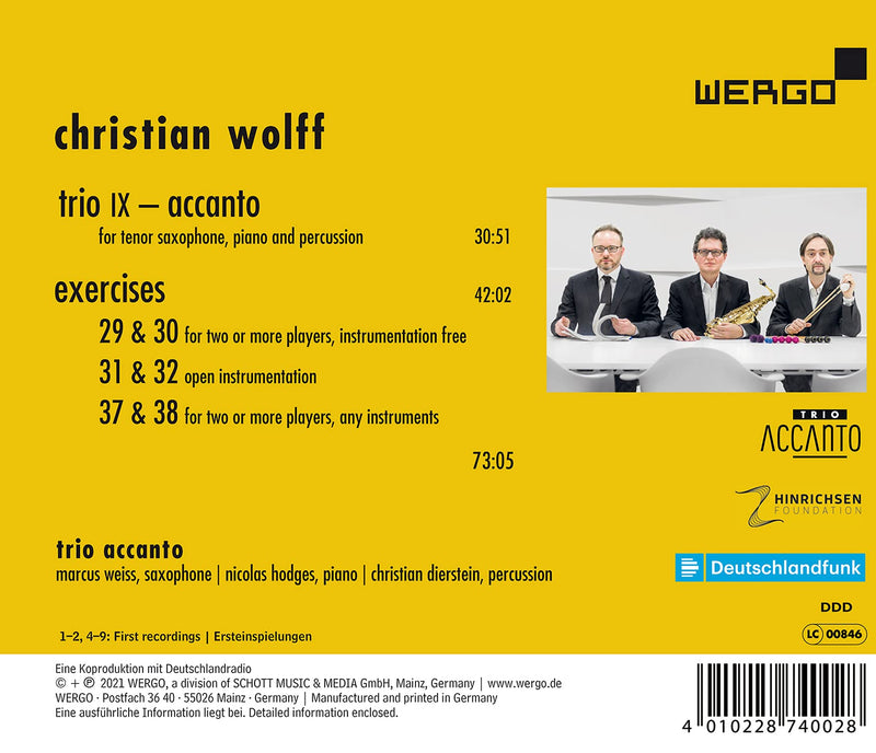 Wolff: Trio IX and Exercises / Trio Accanto