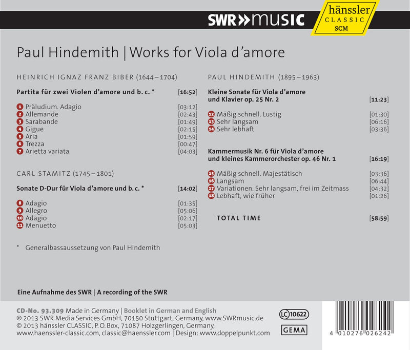 Hindemith: Works for Viola d'Amore / Gunter Teuffel