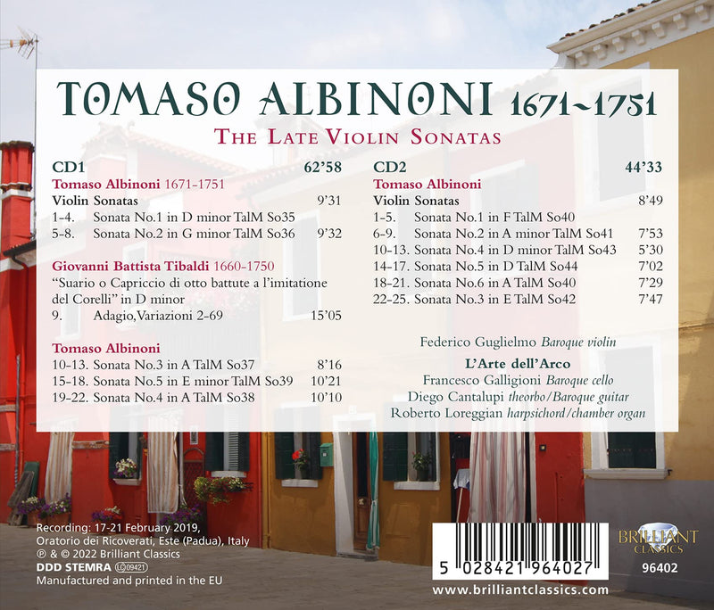 Albinoni: The Late Violin Sonatas / Guglielmo, L'Arte dell'Arco