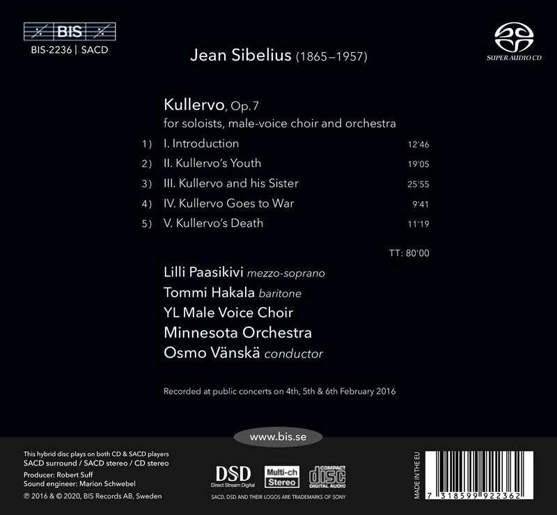Sibelius: Kullervo / Vänskä, Minnesota Orchestra