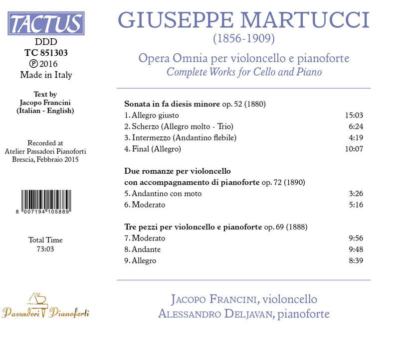 Martucci: Complete Works for Cello & Piano