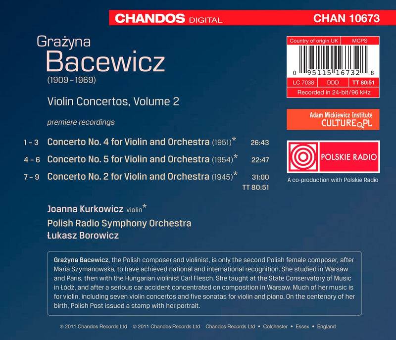 Bacewicz: Violin Concertos, Vol. 2 / Kurkowicz, Borowicz, Polish Radio Symphony Orchestra