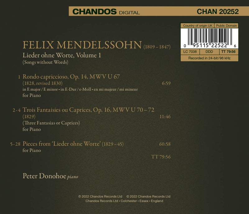 Mendelssohn: V1: Songs without Words / Donohoe
