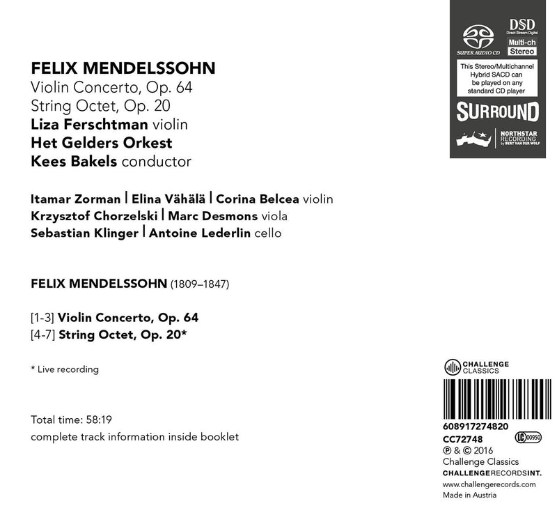 Mendelssohn: Violin Concerto & String Octet / Ferschtman, Bakels, Het Gerlders Orkest