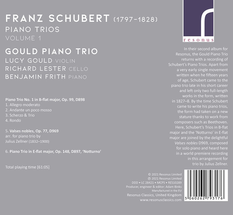 Schubert: V1: Piano Trios / Gould Piano Trio
