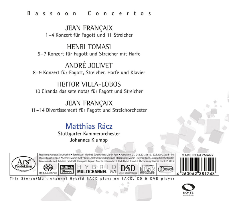 Francaix, Tomasi, Jolivet, Villa-lobos: Bassoon Concertos