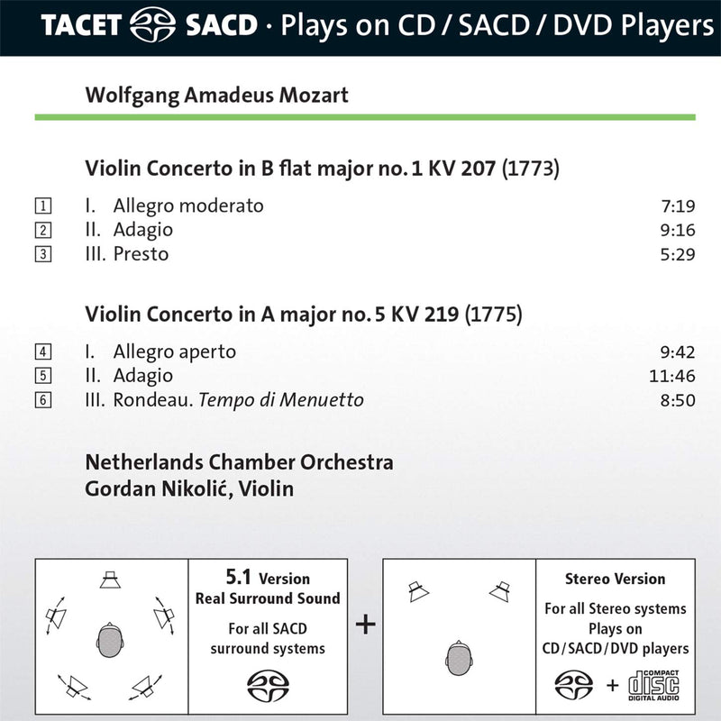 VIOLIN CONCERTOS KV 207 & 219