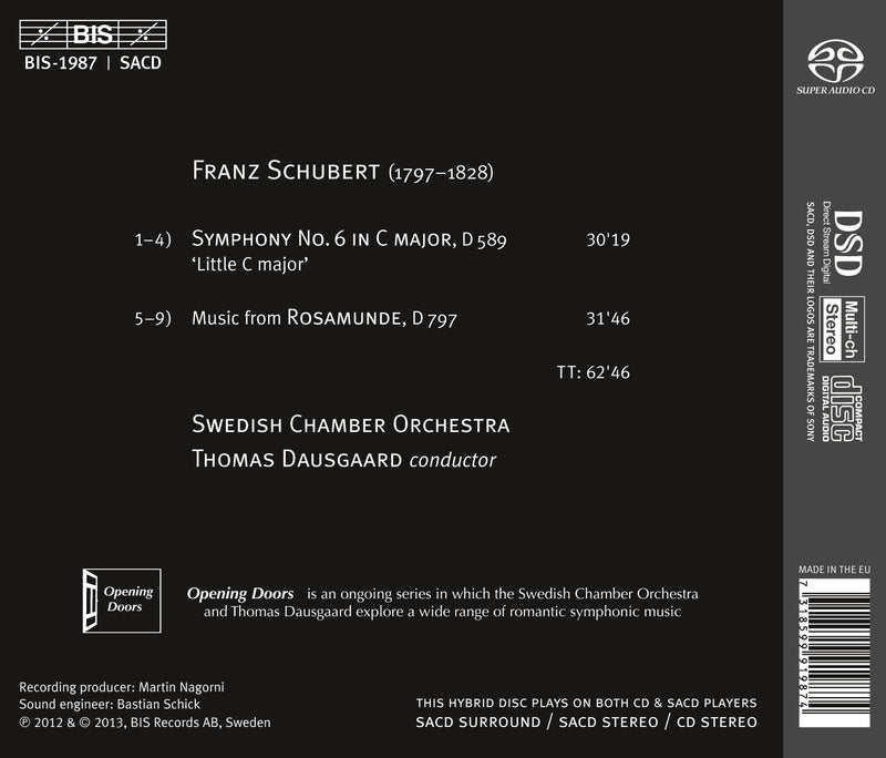Schubert: Symphony No 6 / Dausgaard, Swedish Chamber Orchestra