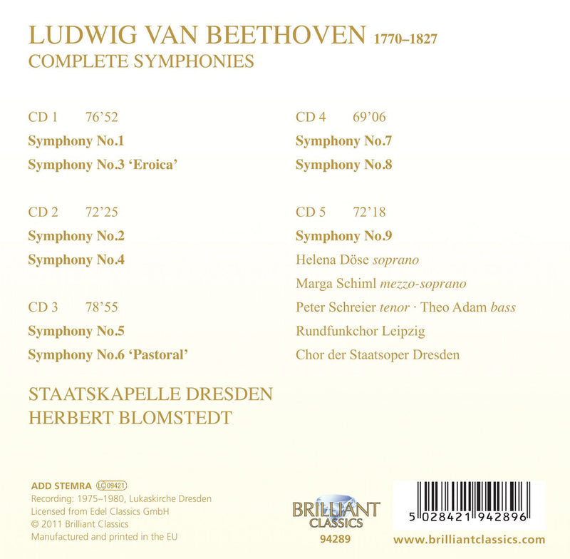 Beethoven: Complete Symphonies / Blomstedt, Staatskapelle Dresden