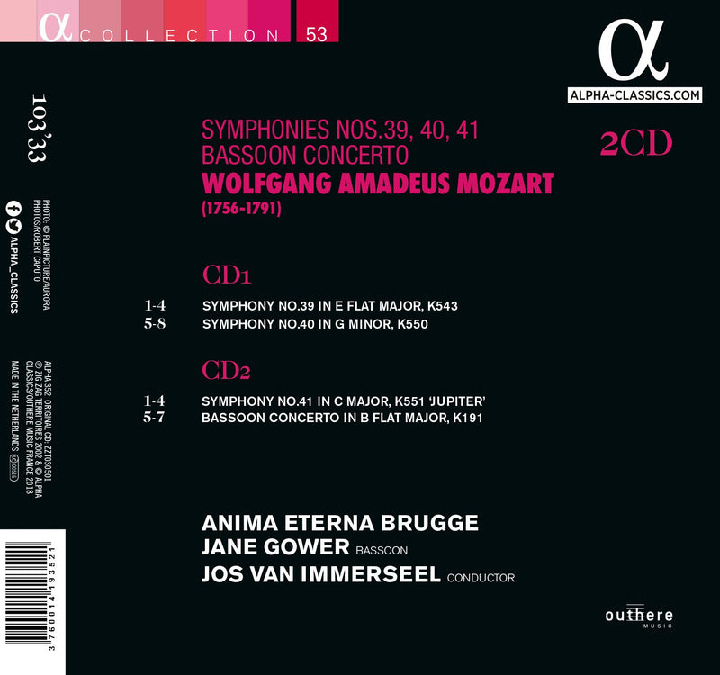 Mozart: Symphonies Nos. 39, 40 & 41; Bassoon Concerto / Immerseel, Gower, Anima Eterna Brugge