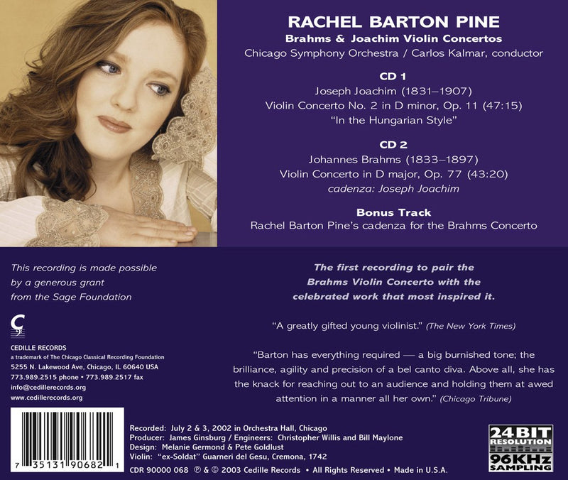 Brahms & Joachim: Violin Concertos / Rachel Barton Pine
